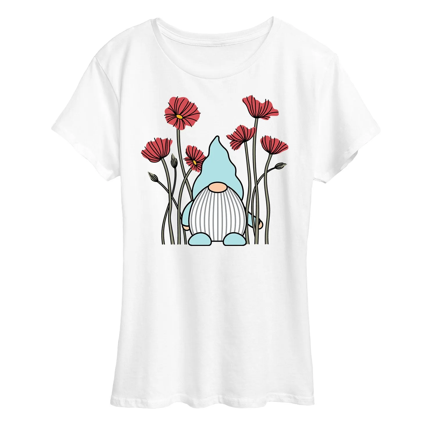 Instant Message - Gnome In Poppies - Women's Short Sleeve Graphic T-Shirt sold by Zulily product image thumbnail 2