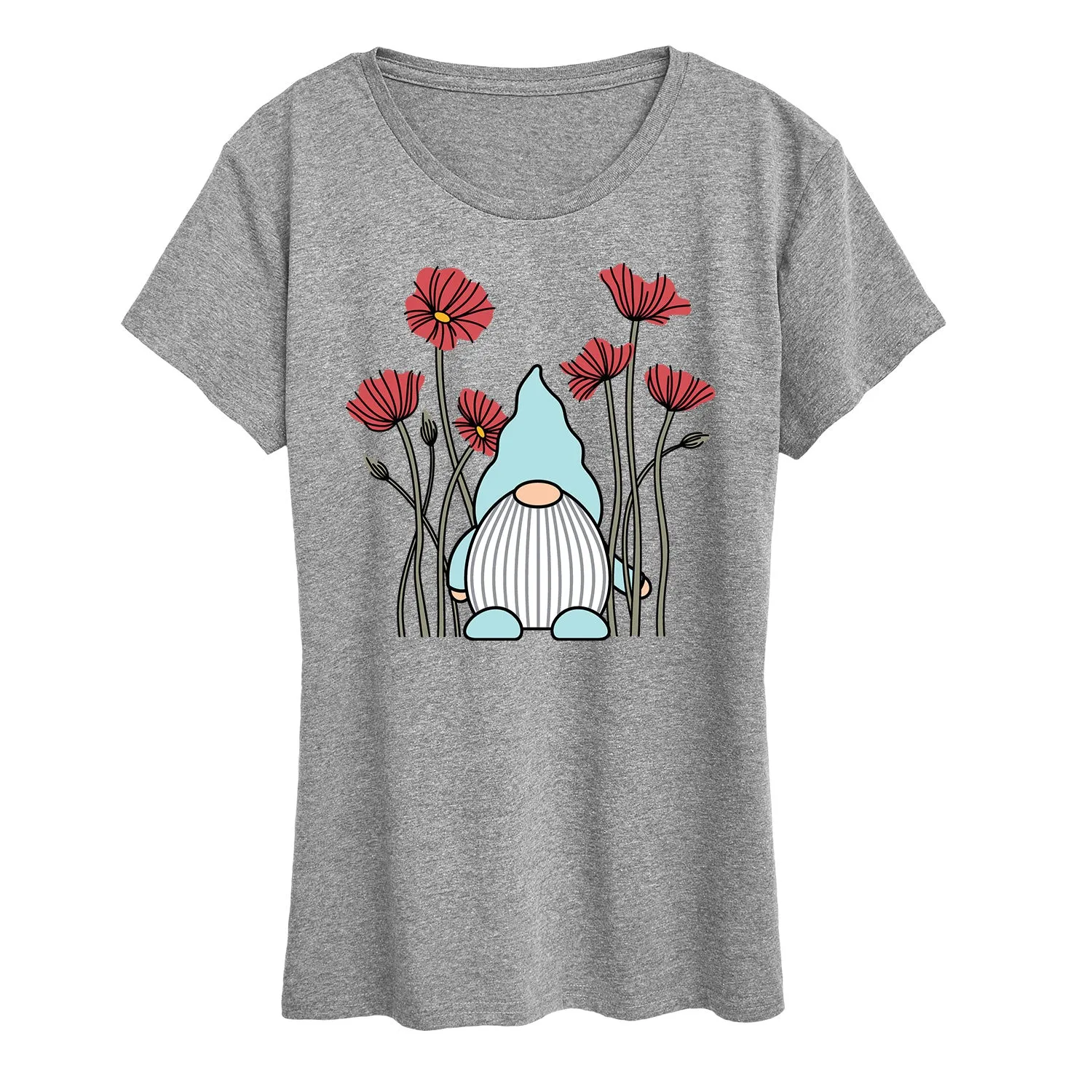 Instant Message - Gnome In Poppies - Women's Short Sleeve Graphic T-Shirt sold by Zulily