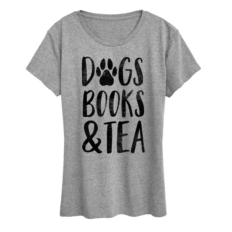 Instant Message - Dogs Books Tea - Women's Short Sleeve Graphic T-shirt sold by Zulily