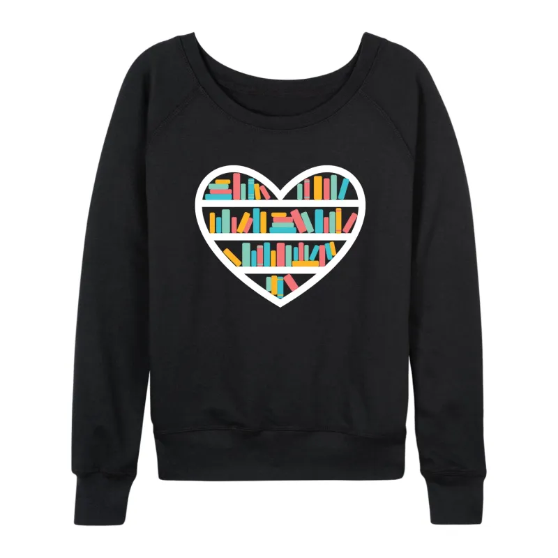 Instant Message - Heart Book Shelf - Women's French Terry Long Sleeve Pullover sold by Zulily
