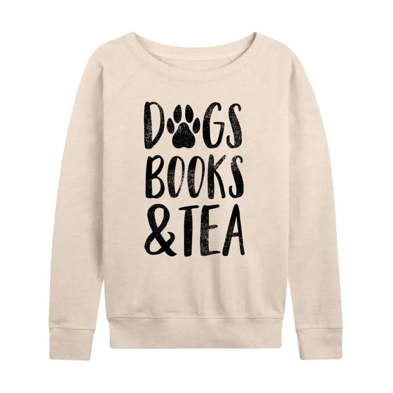 Instant Message - Dogs Books Tea - Women's French Terry Long Sleeve Pullover sold by Zulily