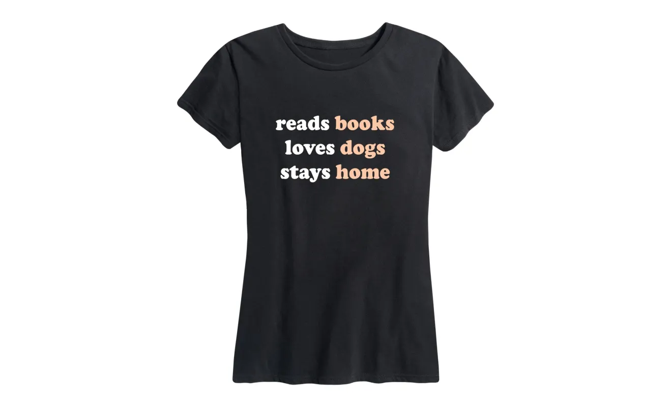 Instant Message - Books Dogs Home - Women's Short Sleeve Graphic T-shirt sold by Zulily