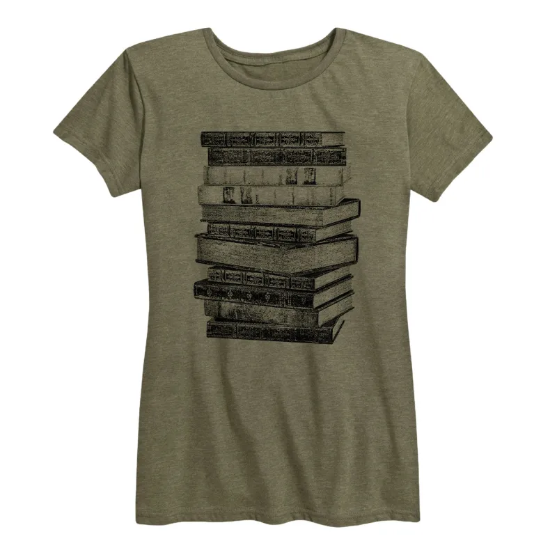 Instant Message - Stacked Books - Women's Short Sleeve Graphic T-shirt made by Zulily