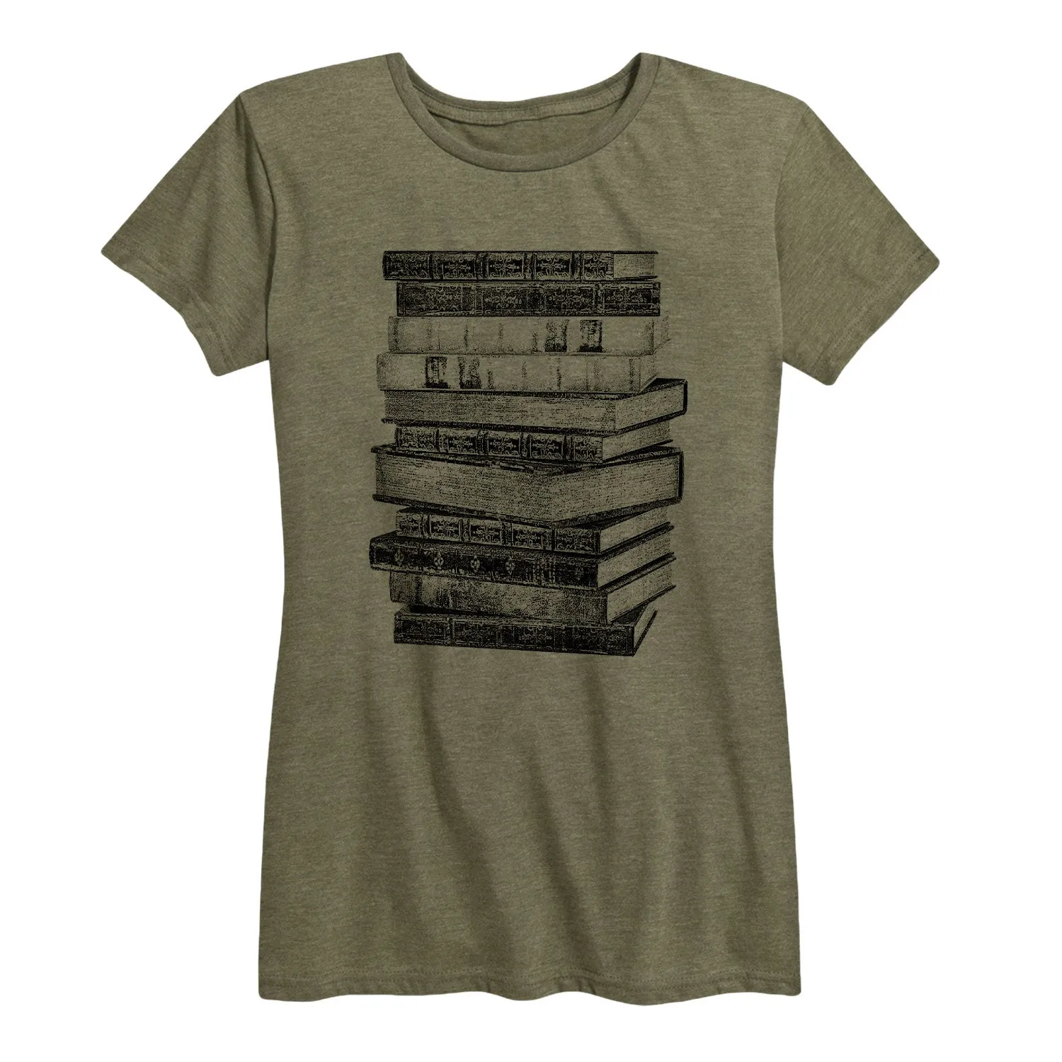 Instant Message - Stacked Books - Women's Short Sleeve Graphic T-shirt sold by Zulily