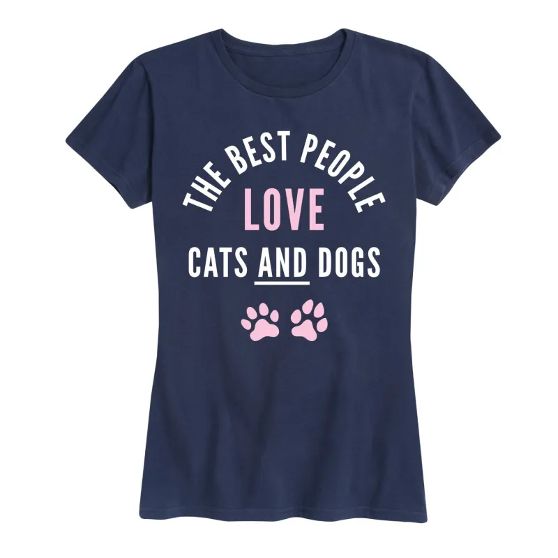 Instant Message - The Best People Love Cats and Dogs - Women's Short Sleeve Graphic T-shirt sold by Zulily
