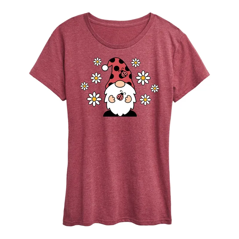 Instant Message - Ladybug Gnome - Women's Short Sleeve Graphic T-Shirt sold by Zulily