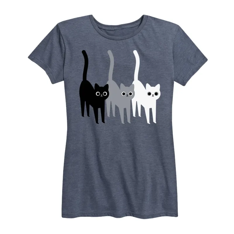 Instant Message - Monochrome Cats - Women's Short Sleeve Graphic T-shirt sold by Zulily