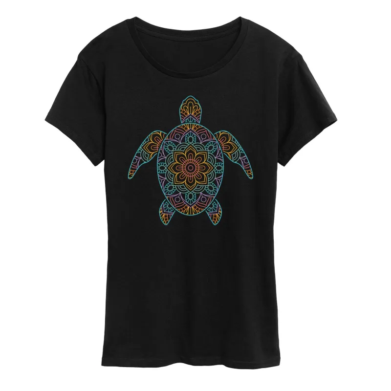 Instant Message - Rainbow Decorative Sea Turtle - Women's Short Sleeve Graphic T-Shirt sold by Zulily