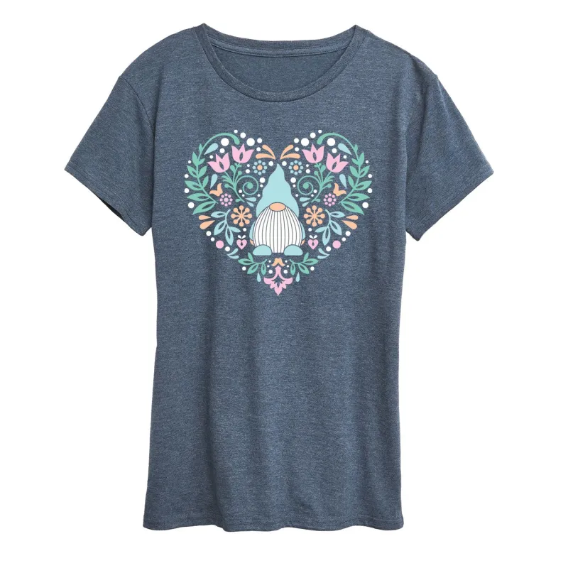 Instant Message - Scandinavian Gnome Heart - Women's Short Sleeve Graphic T-Shirt sold by Zulily