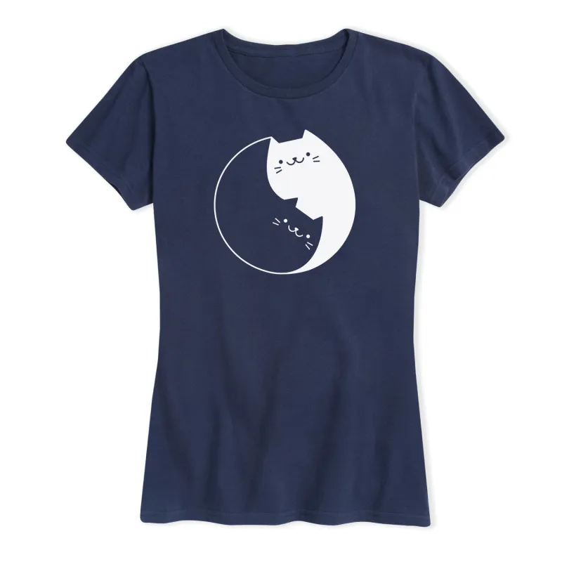 Instant Message - Yin Yang Cat - Women's Short Sleeve Graphic T-shirt sold by Zulily