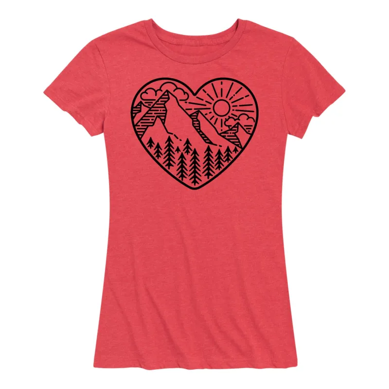 Instant Message - Mountain Scene Hear - Women's Short Sleeve Graphic T-Shirt sold by Zulily