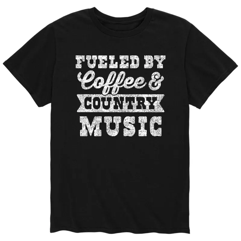 Instant Message - Fueled by Coffee and Country Music - Men's Short Sleeve Graphic T-shirt made by Zulily