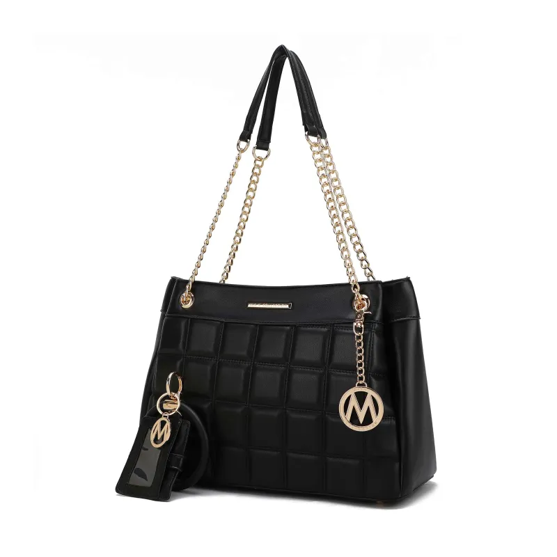 MKF Collection Mabel Quilted 2-Piece Set – Vegan Leather Shoulder Bag with Keychain & Card Holder by Mia K sold by Zulily
