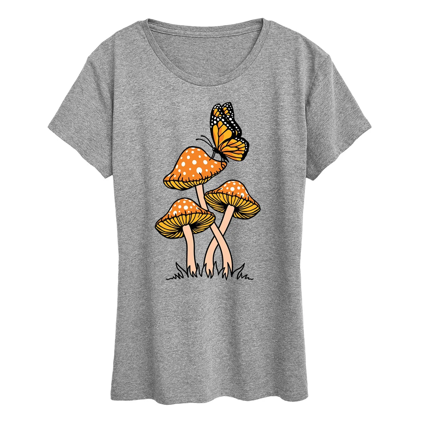Instant Message - Mushrooms With Butterfly - Women's Short Sleeve Graphic T-Shirt sold by Zulily product image thumbnail 2