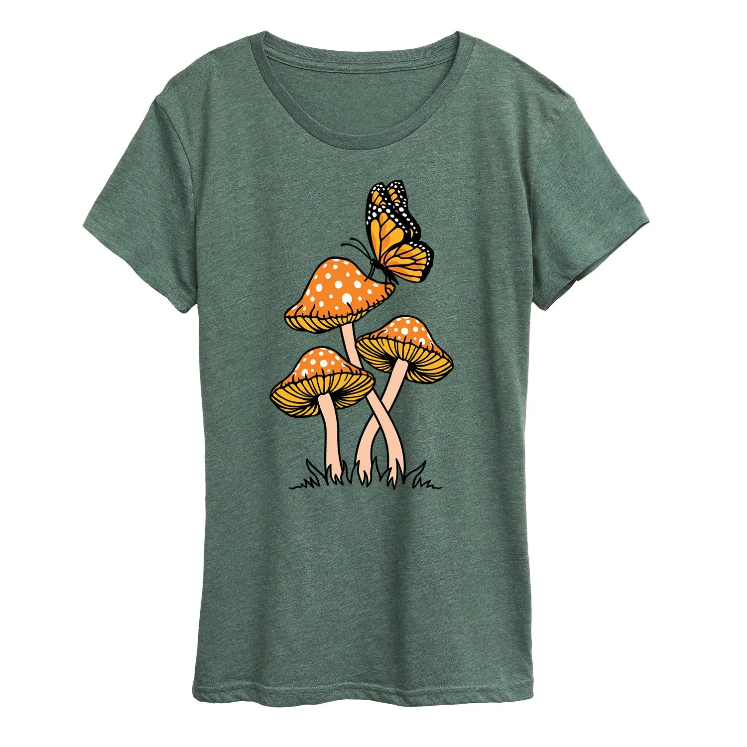 Instant Message - Mushrooms With Butterfly - Women's Short Sleeve Graphic T-Shirt sold by Zulily product image thumbnail 3