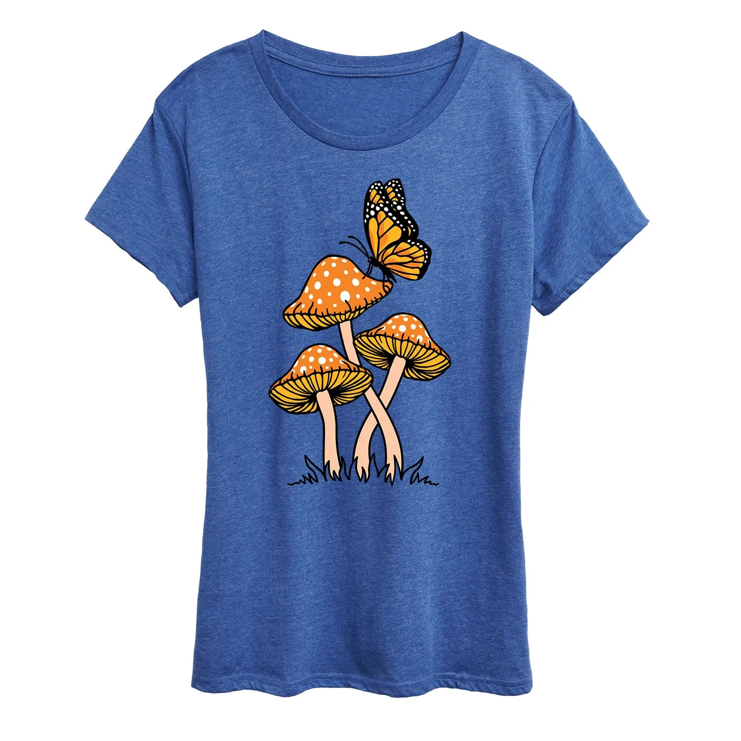 Instant Message - Mushrooms With Butterfly - Women's Short Sleeve Graphic T-Shirt sold by Zulily
