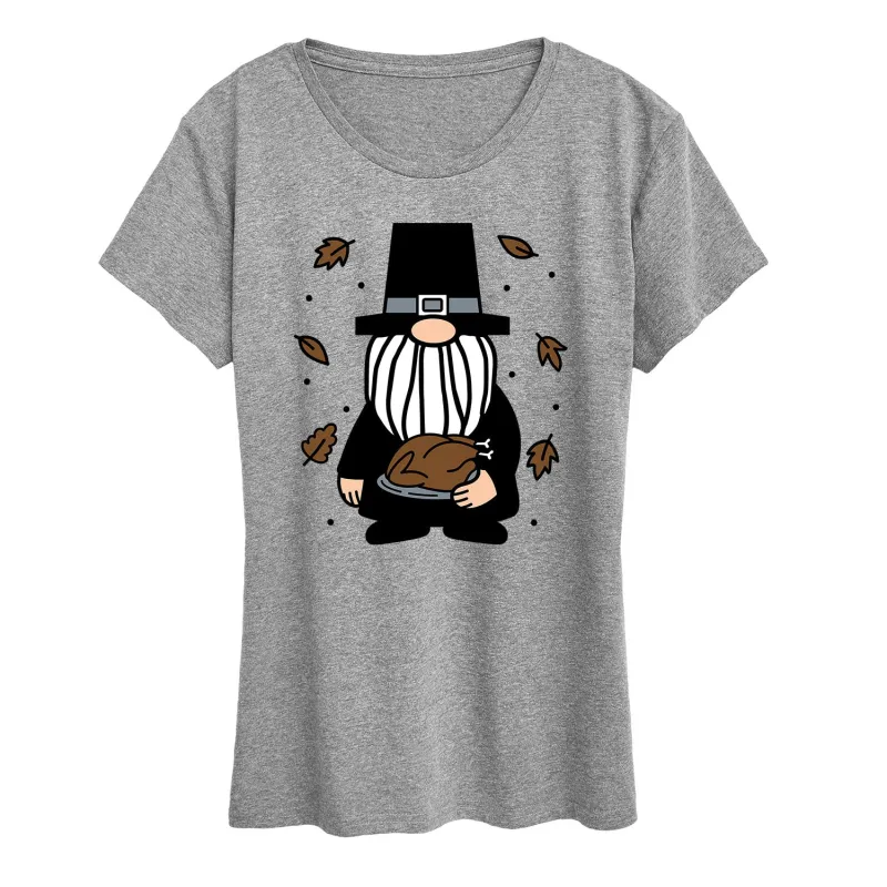 Instant Message - Pilgrim Gnome - Women's Short Sleeve Graphic T-Shirt sold by Zulily