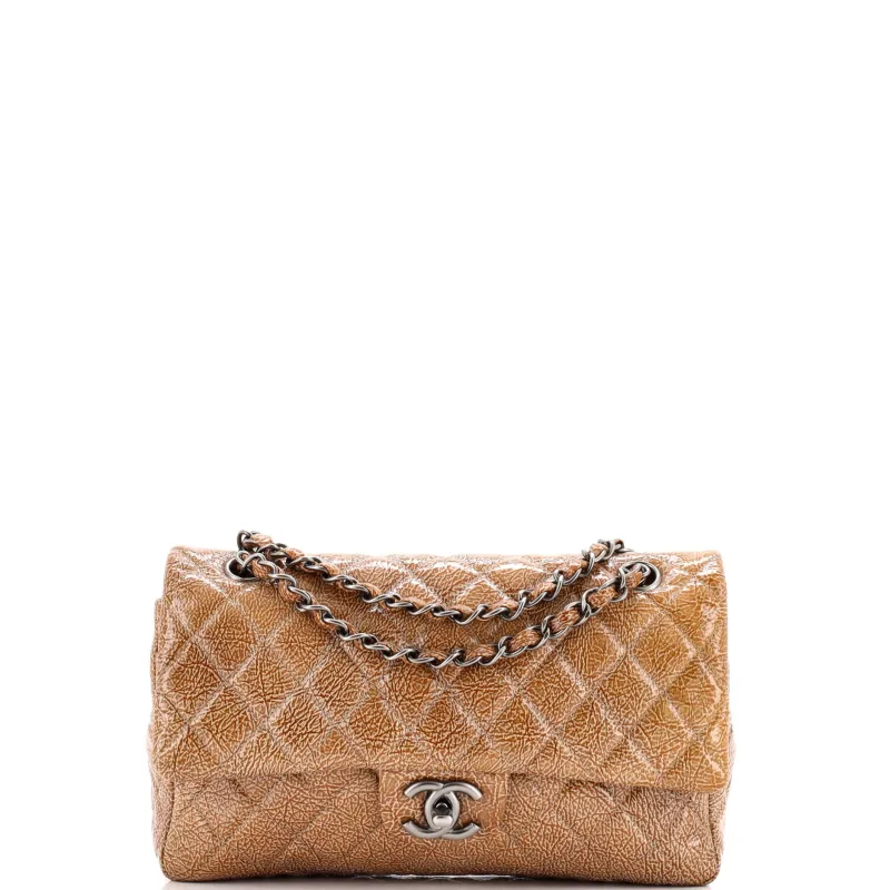 Pre-Loved Chanel Classic Double Flap Bag Quilted Crinkled Patent Medium sold by Zulily