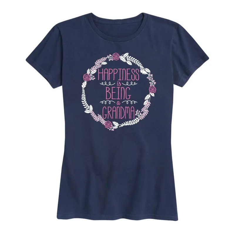 Instant Message - Happiness Is Being A Grandma - Women's Short Sleeve Graphic T-Shirt sold by Zulily
