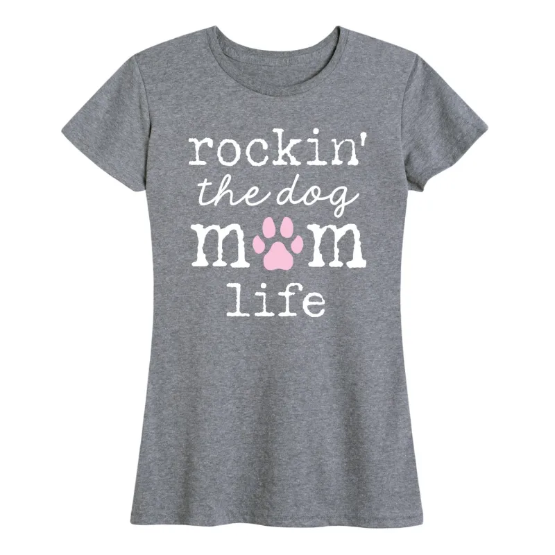 Instant Message - Rockin Dog Mom Life - Women's Short Sleeve Graphic T-shirt sold by Zulily