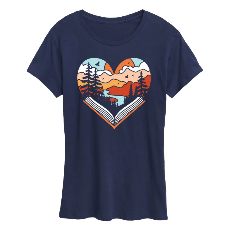 Instant Message - Open Book Heart - Women's Short Sleeve Graphic T-Shirt sold by Zulily