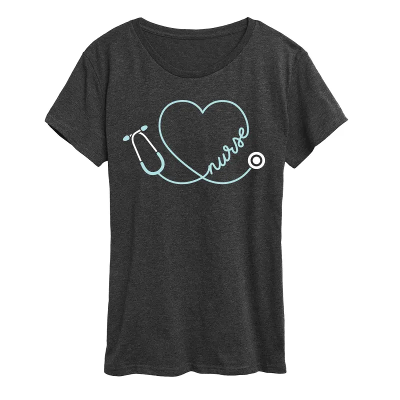 Instant Message - Nurse Heart Stethoscope - Women's Short Sleeve Graphic T-shirt sold by Zulily