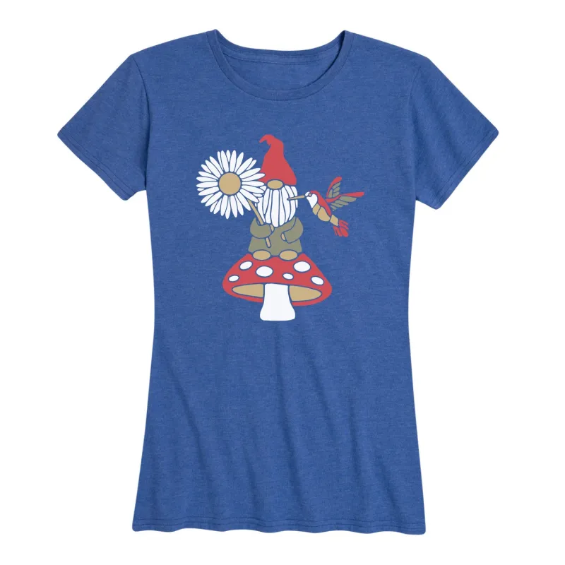 Instant Message - Mushroom Gnome - Women's Short Sleeve Graphic T-Shirt sold by Zulily