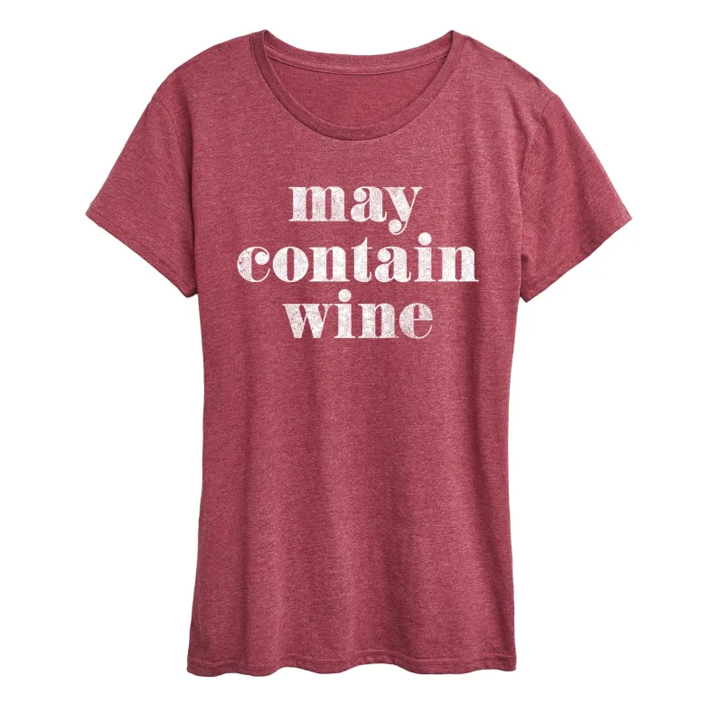 Instant Message - May Contain Wine - Women's Short Sleeve Graphic T-Shirt sold by Zulily