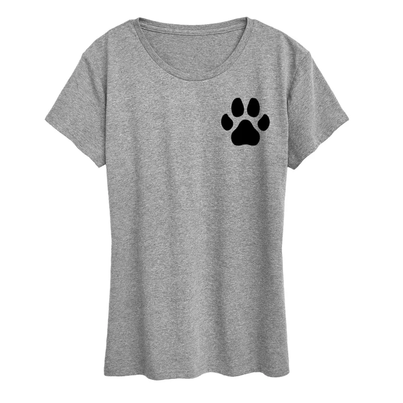 Instant Message - Black Pawprint Left Chest - Women's Short Sleeve Graphic T-Shirt sold by Zulily