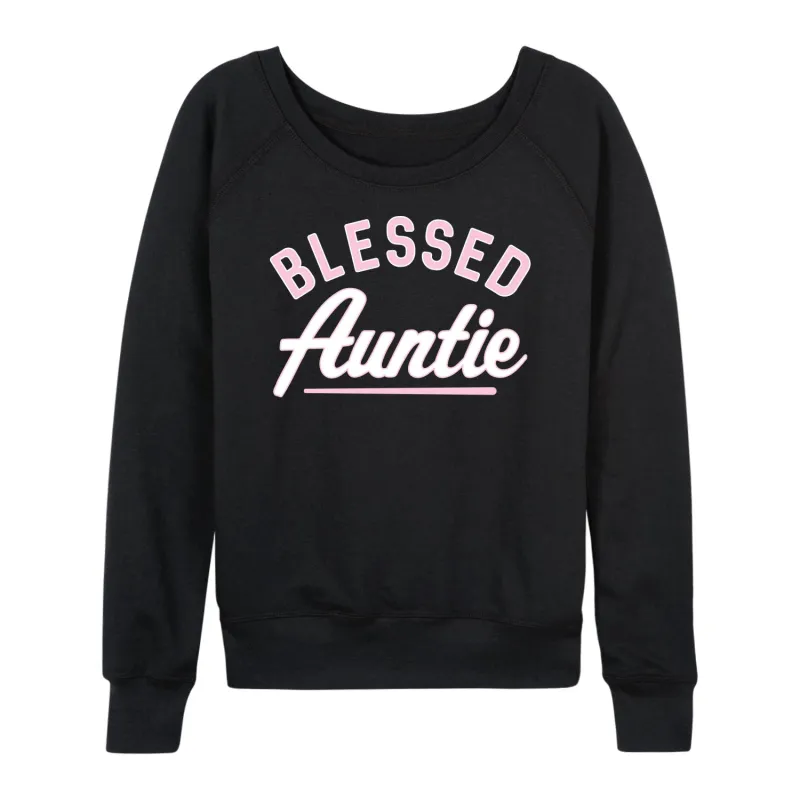 Instant Message - Blessed Auntie - Women's Lightweight French Terry Long Sleeve Shirt sold by Zulily