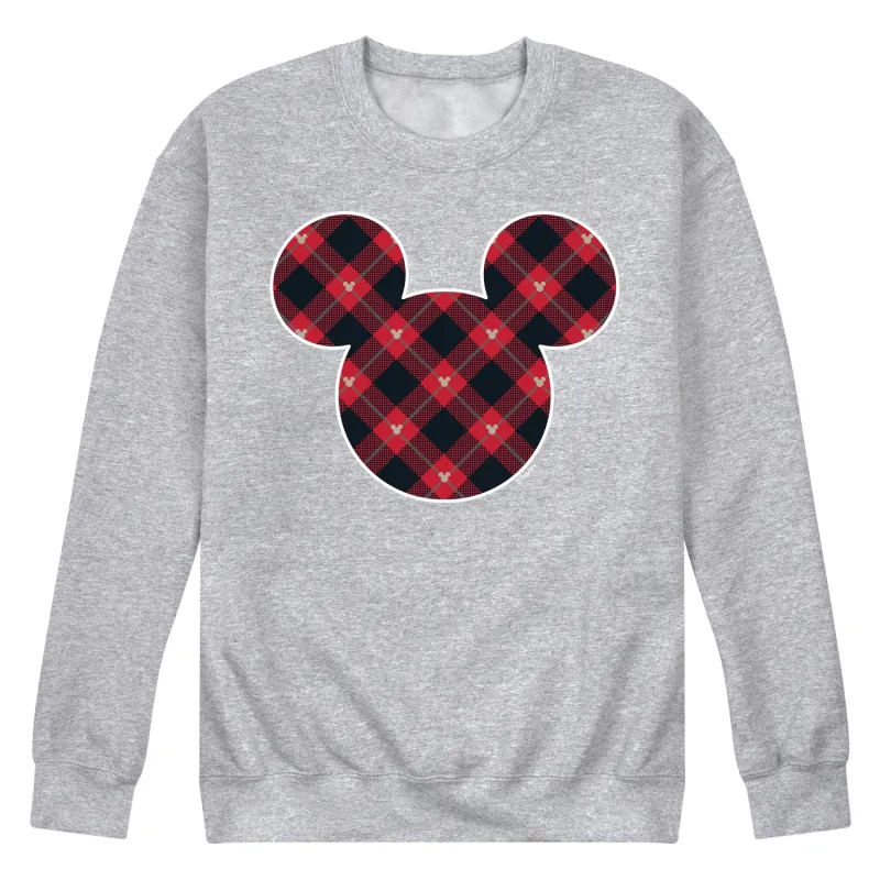 Disney - Mickey Silhouette Plaid Fill - Men's Crew Fleece Sweatshirt Sweatshirt sold by Zulily