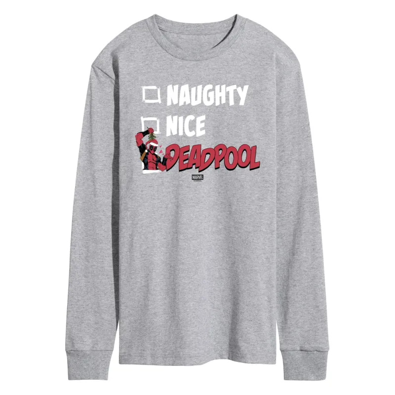 Marvel - Naughty Nice Deadpool - Men's Long Sleeve Graphic T-Shirt sold by Zulily