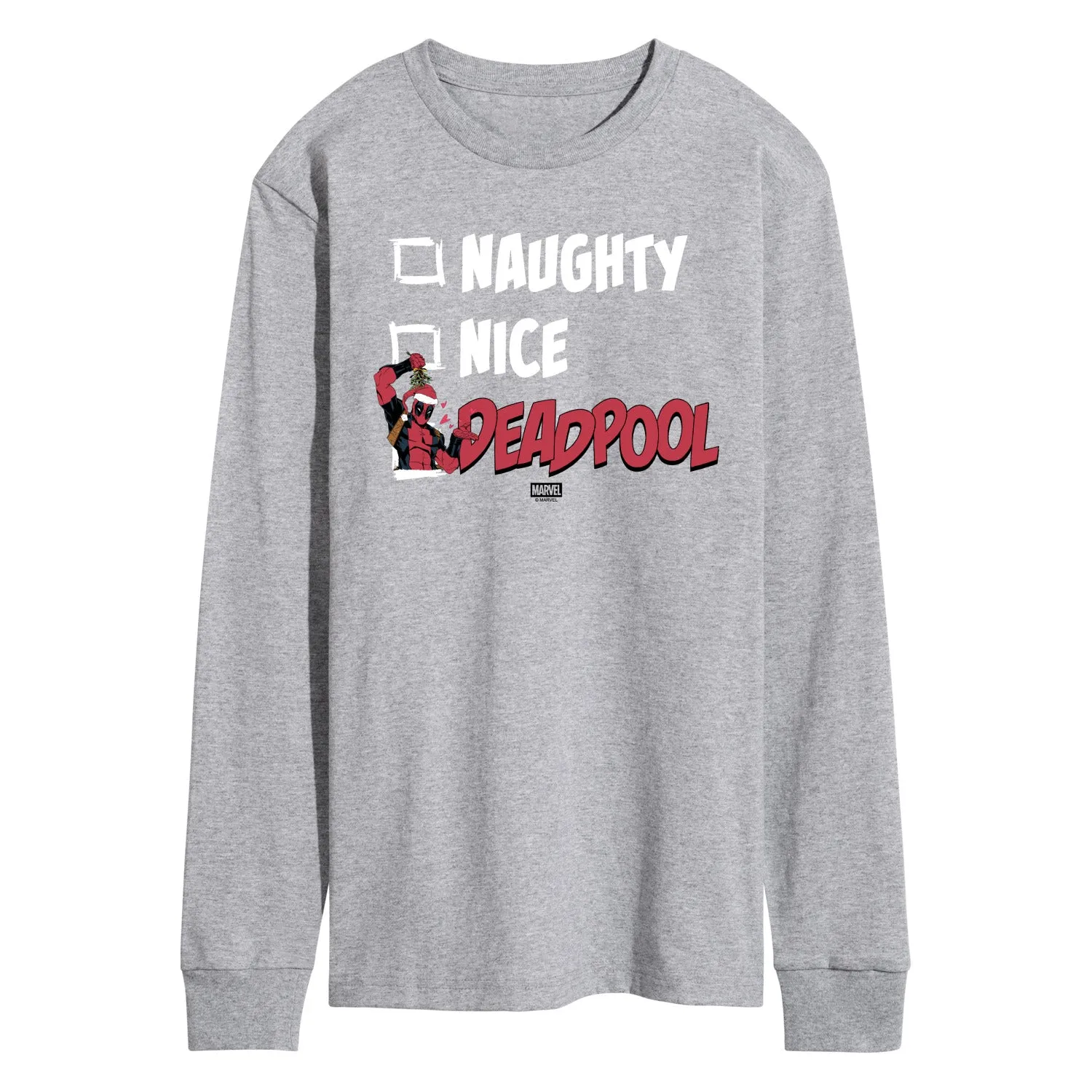 Marvel - Naughty Nice Deadpool - Men's Long Sleeve Graphic T-Shirt sold by Zulily
