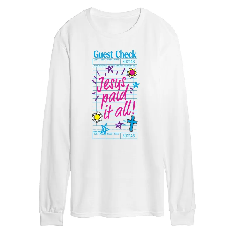 Instant Message - Jesus Paid It All - Men's Long Sleeve Graphic T-Shirt sold by Zulily