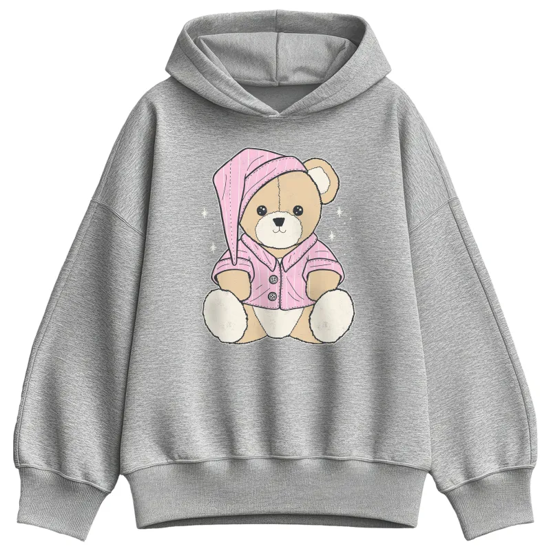 Instant Message - Teddy Bear In PJs - Ladies Oversized Fleece Hoodie Sweatshirt sold by Zulily