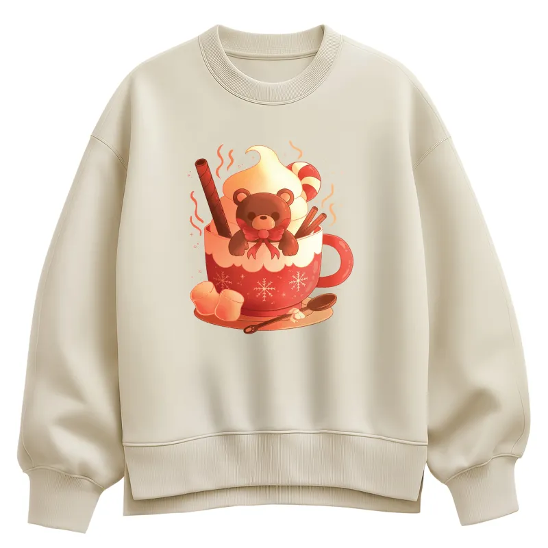 Instant Message - Bear Cocoa Mug - Ladies Oversized Fleece Crew Sweatshirt sold by Zulily