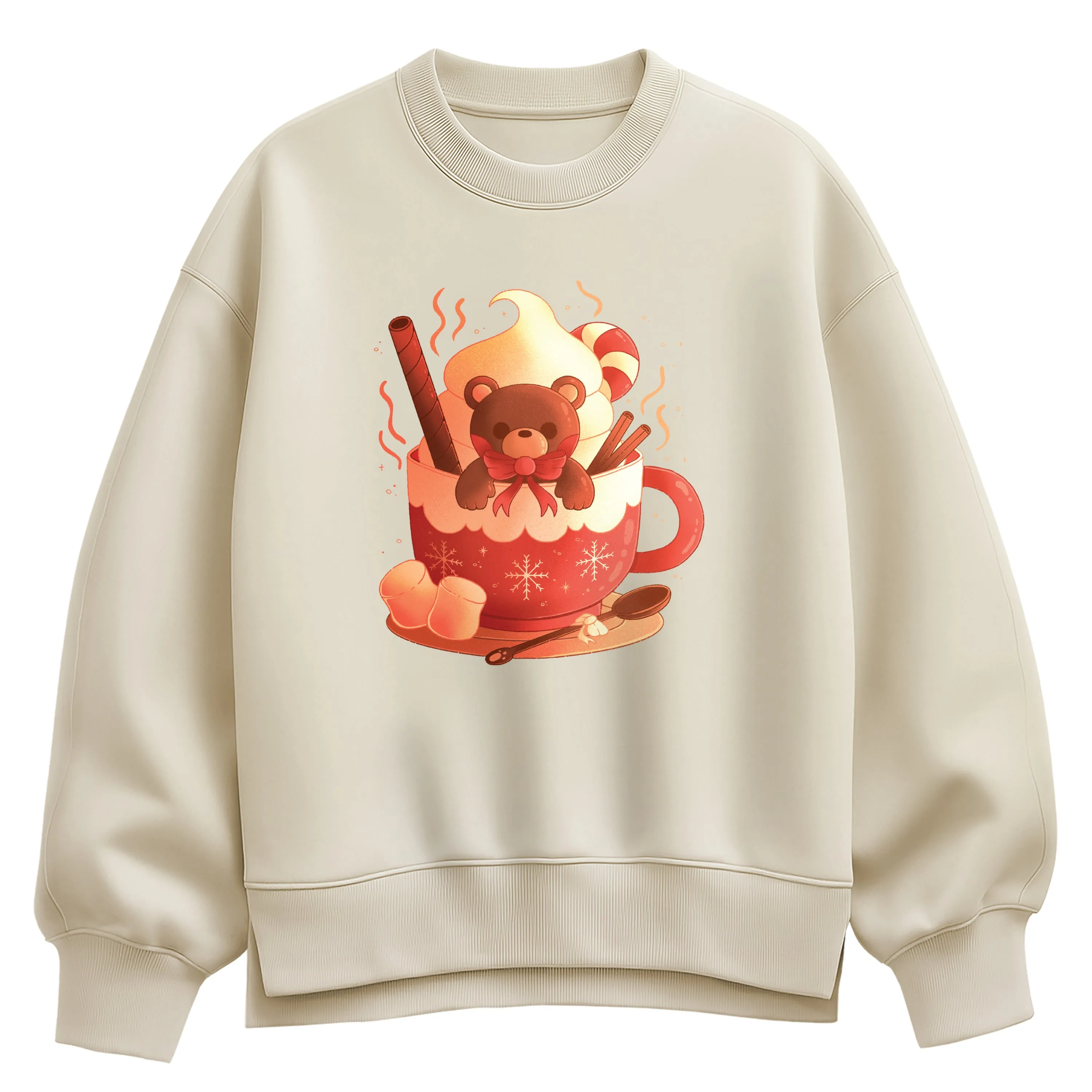 Instant Message - Bear Cocoa Mug - Ladies Oversized Fleece Crew Sweatshirt sold by Zulily