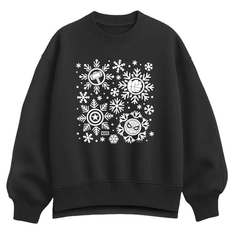 Marvel - Marvel Snowflakes  - Ladies Oversized Fleece Crew Sweatshirt made by Marvel