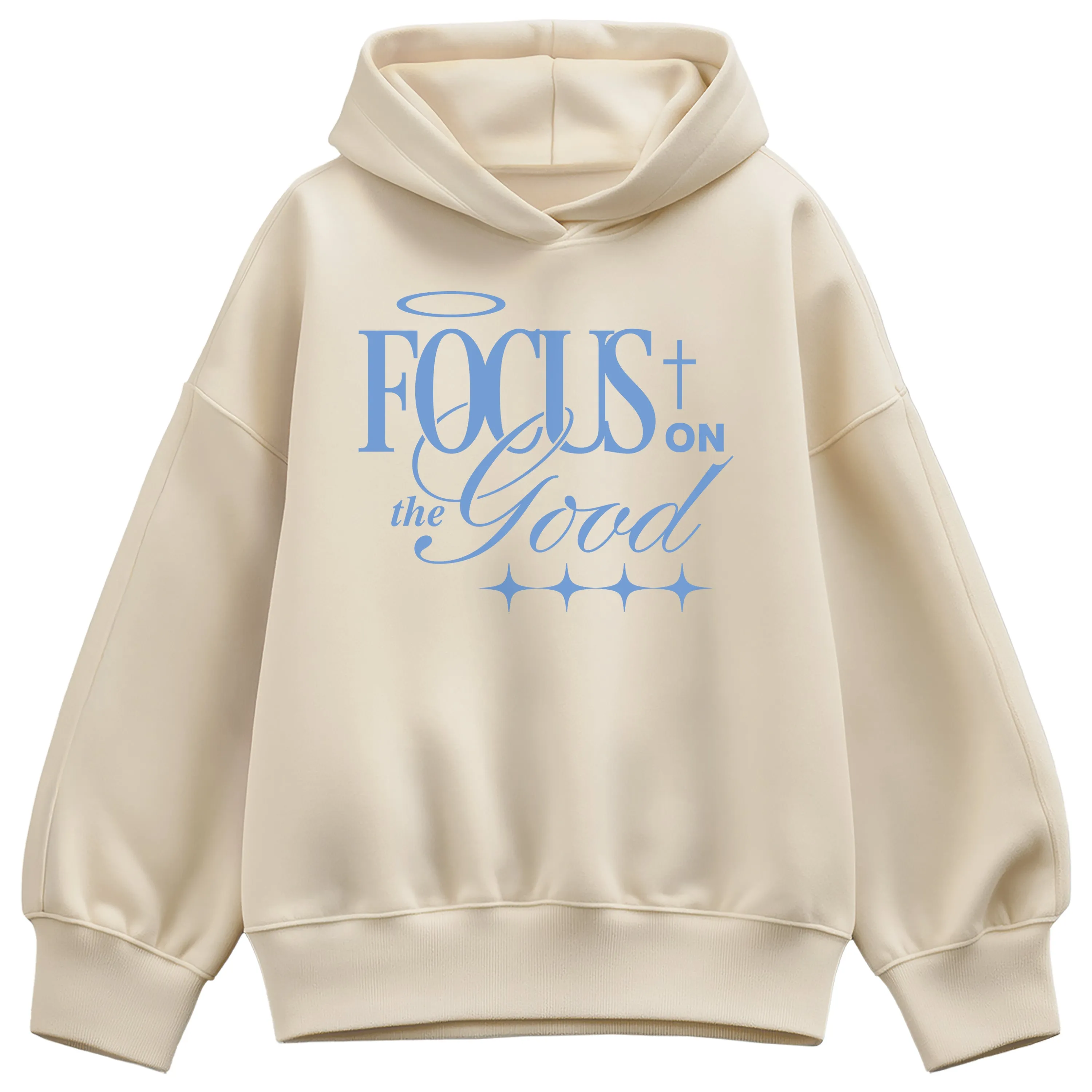 Instant Message - Focus On The Good - Ladies Oversized Fleece Hoodie Sweatshirt sold by Zulily