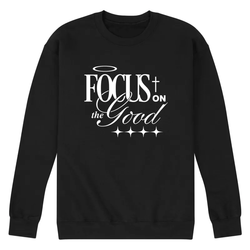 Instant Message - Focus On The Good - Men's Long Sleeve Crew Fleece Sweatshirt made by Zulily