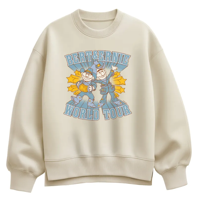 Sesame Street - Bert And Ernie World Tour - Ladies Oversized Drop Shoulder Crew Neck Sweatshirt made by Sesame Street