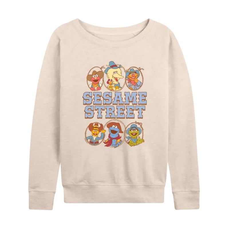 Sesame Street - Western Grid - Women's French Terry Long Sleeve Pullover made by Sesame Street