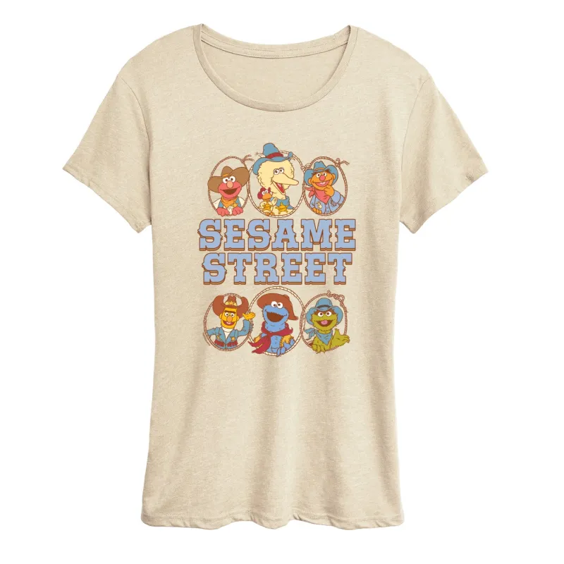 Sesame Street - Western Grid - Women's Short Sleeve Graphic T-Shirt sold by Zulily