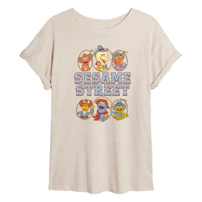 Sesame Street - Western Grid - Women's Oversized Graphic T-Shirt sold by Zulily