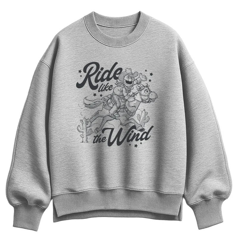 Sesame Street - Grover Ride Like The Wind - Ladies Oversized Drop Shoulder Crew Neck Sweatshirt sold by Zulily
