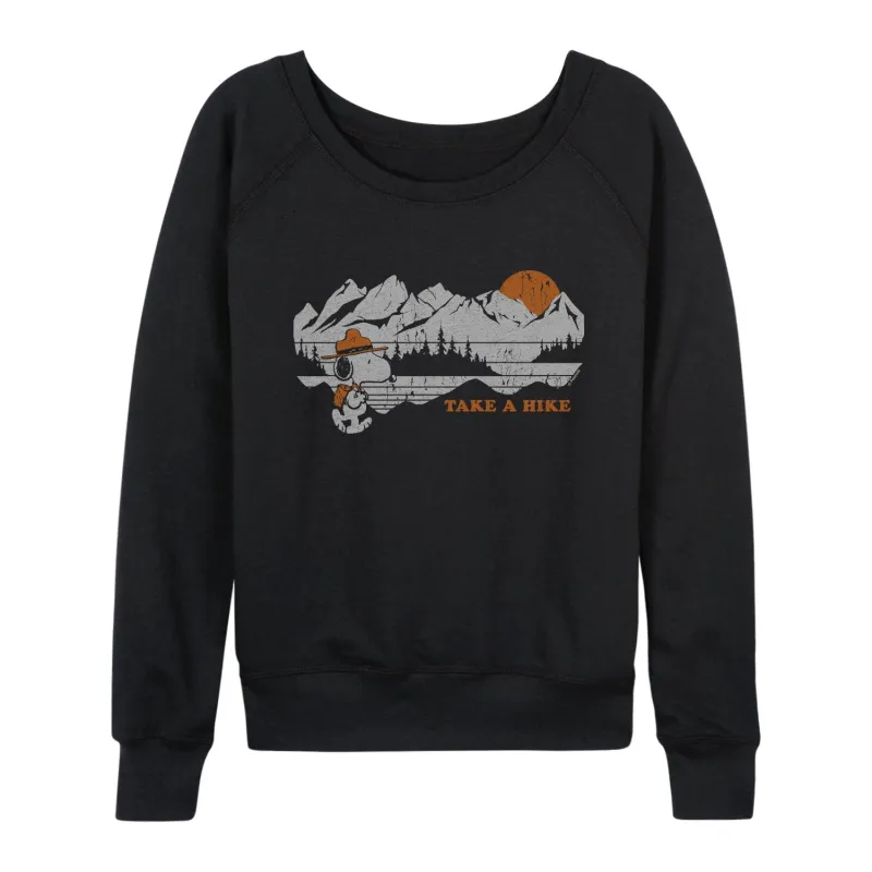 Peanuts - Take A Hike - Women's French Terry Long Sleeve Pullover sold by Zulily