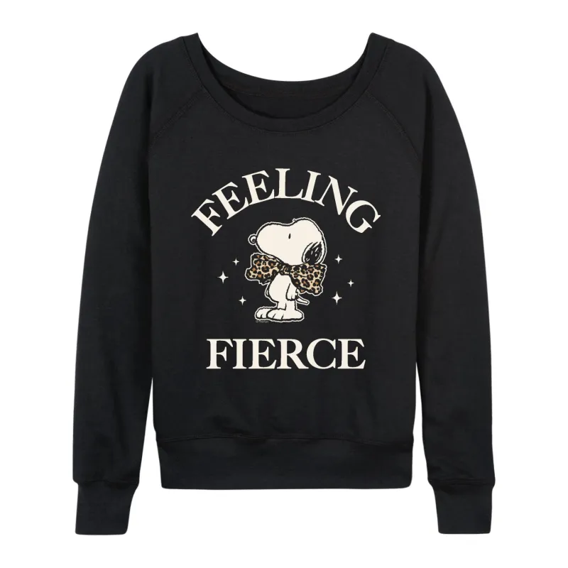 Peanuts - Feeling Fierce Snoopy - Women's French Terry Long Sleeve Pullover sold by Zulily