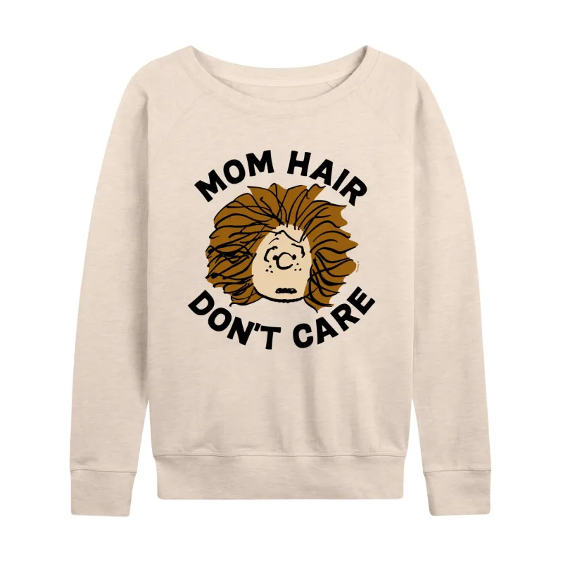 Peanuts - Mom Hair Dont Care - Women's French Terry Long Sleeve Pullover sold by Zulily
