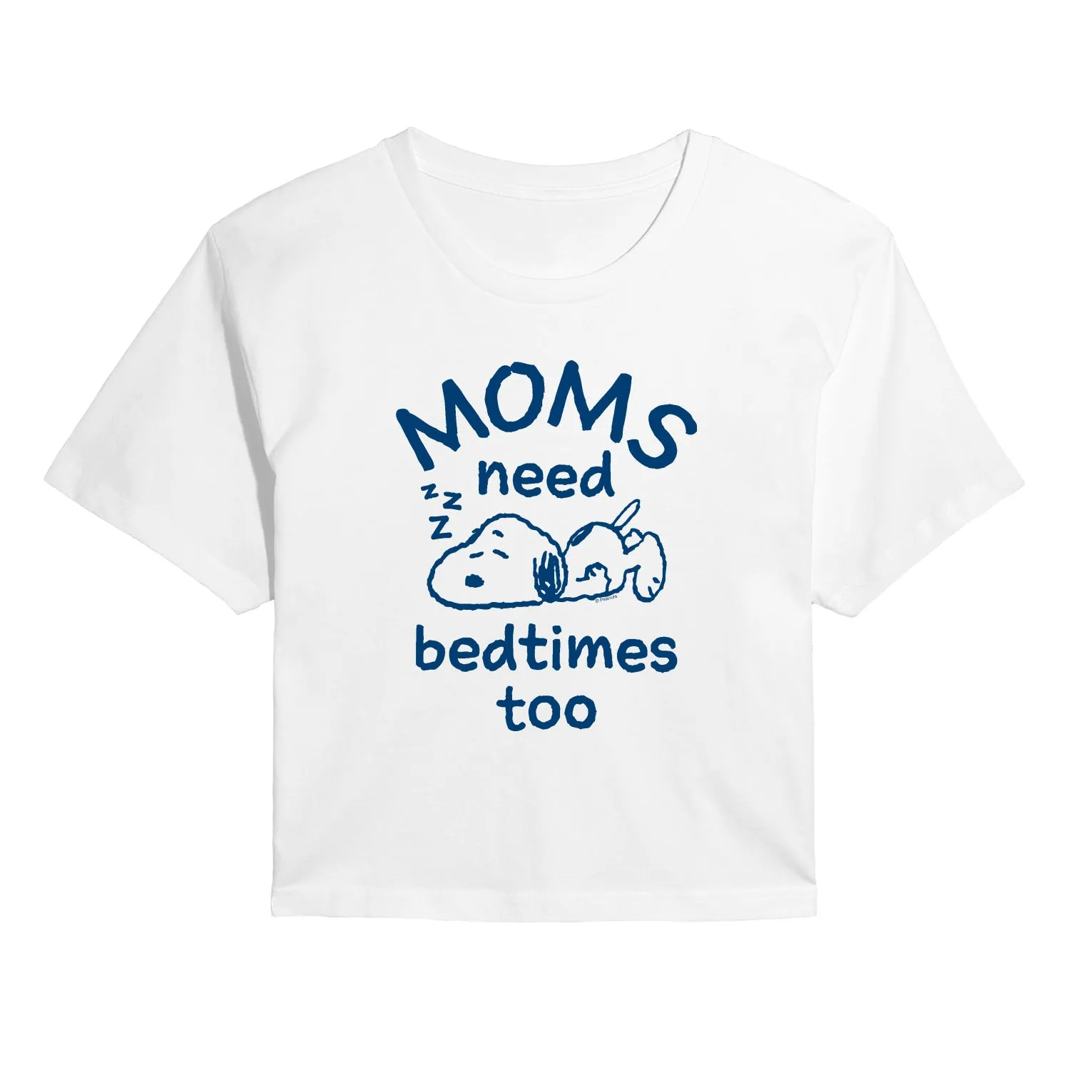 Peanuts - Moms Need Bedtimes Too Snoopy - Juniors Cropped Short Sleeve Graphic T-Shirt sold by Zulily product image thumbnail 2