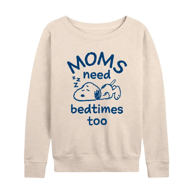 Peanuts - Moms Need Bedtimes Too Snoopy - Women's French Terry Long Sleeve Pullover sold by Zulily